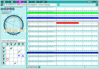 Aspectarium. Data analysis. Search mode is the position of objects. Chart and aspects for the schedule